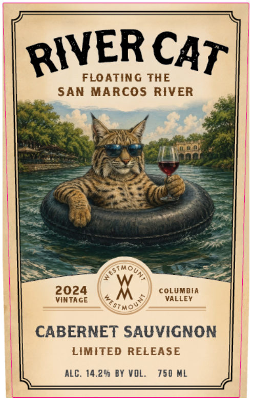 TABC label artwork for RIVER CAT CABERNET SAUVIGNON COLUMBIA VALLEY