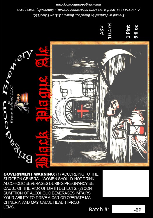 TABC label artwork for Brigadoon Brewery Black Plague Ale