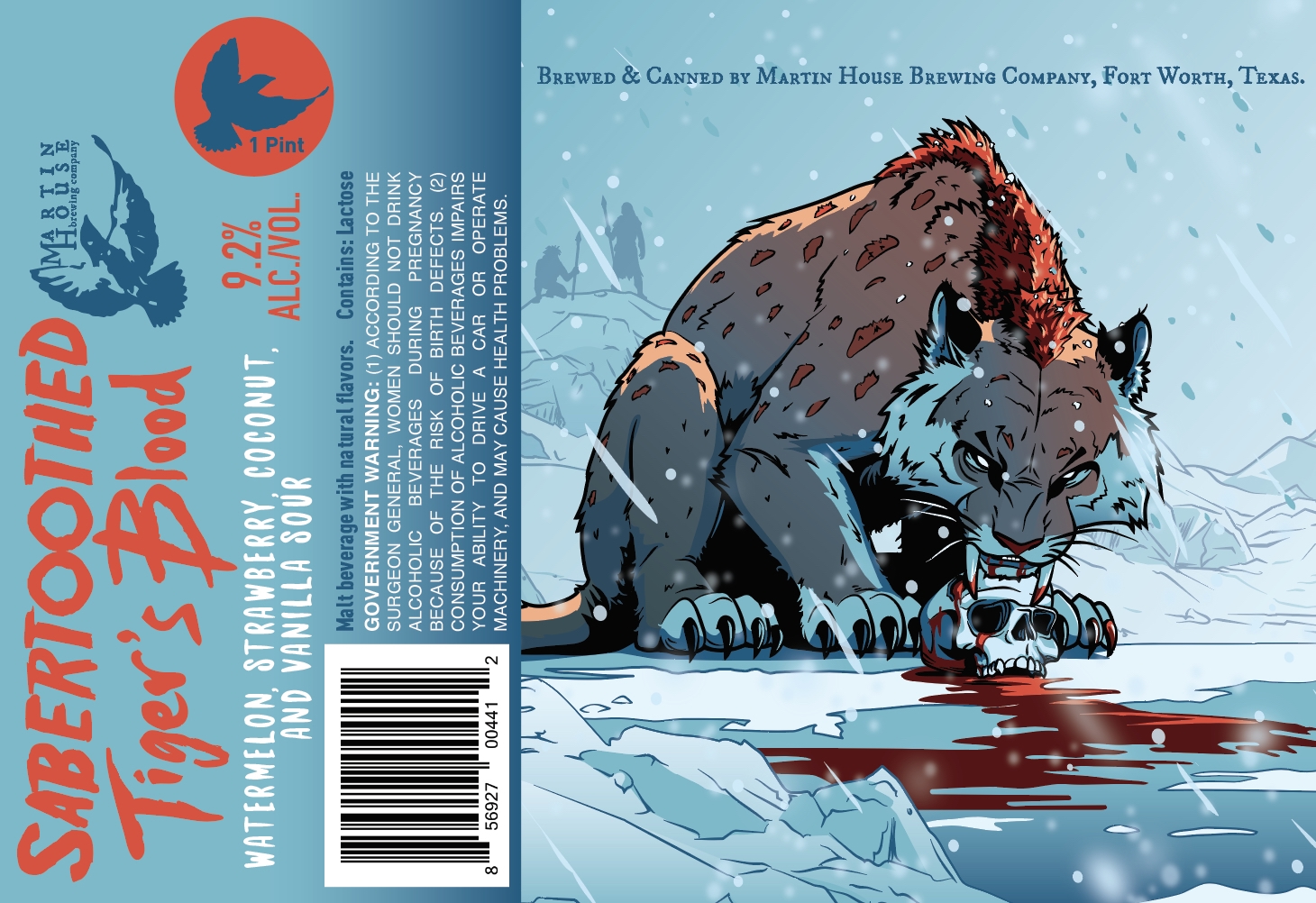 TABC label artwork for Sabertoothed Tiger's Blood Can