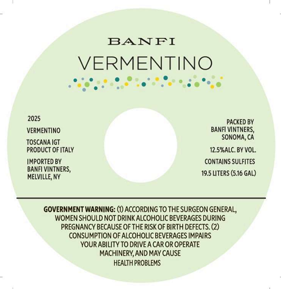 TABC label artwork for Banfi Vermentino