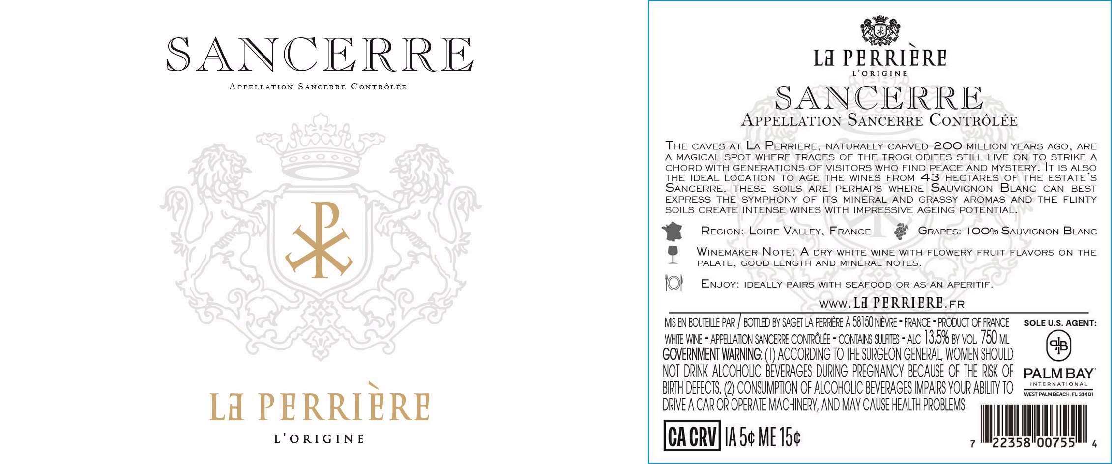TABC label artwork for Saget La Perriere Sauvignon Blanc