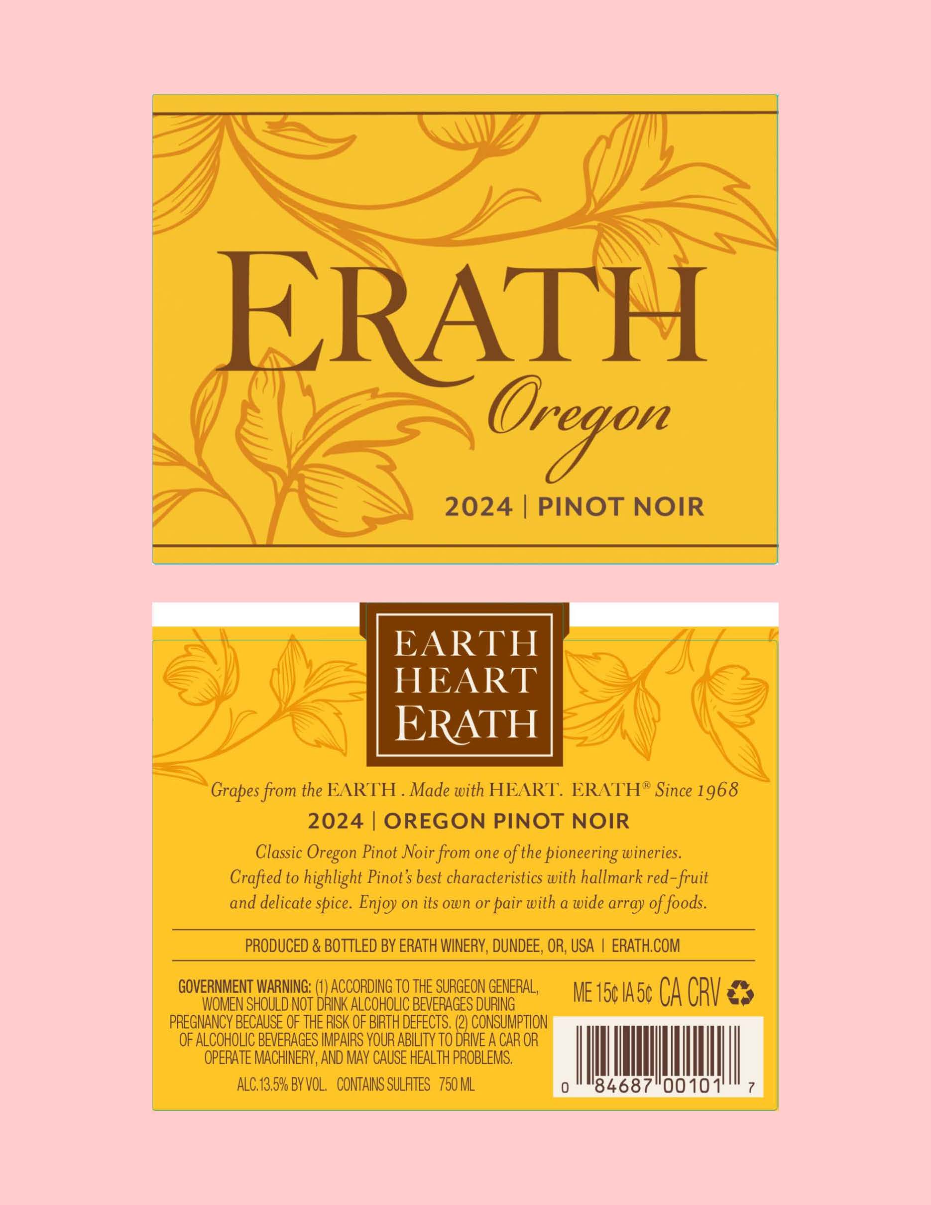 TABC label artwork for ERATH PINOT NOIR