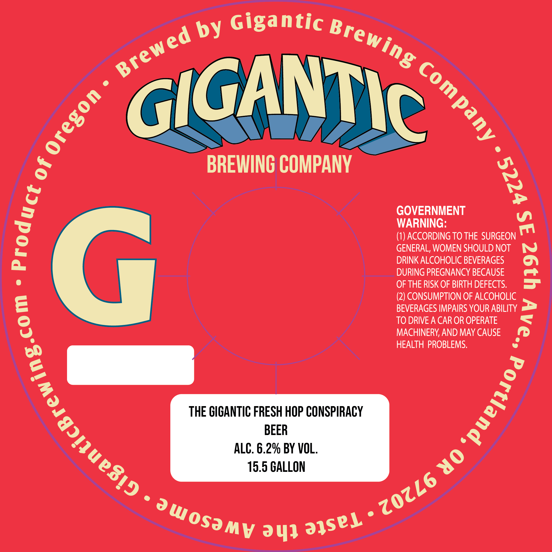 TABC label artwork for THE GIGANTIC FRESH HOP CONSPIRACY