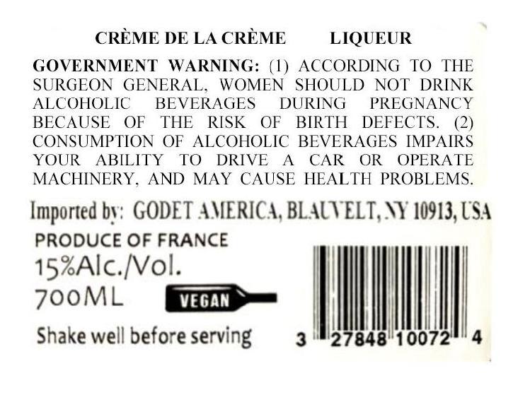 TABC label artwork for GODET CREME DE LA CREME LIQUEUR
