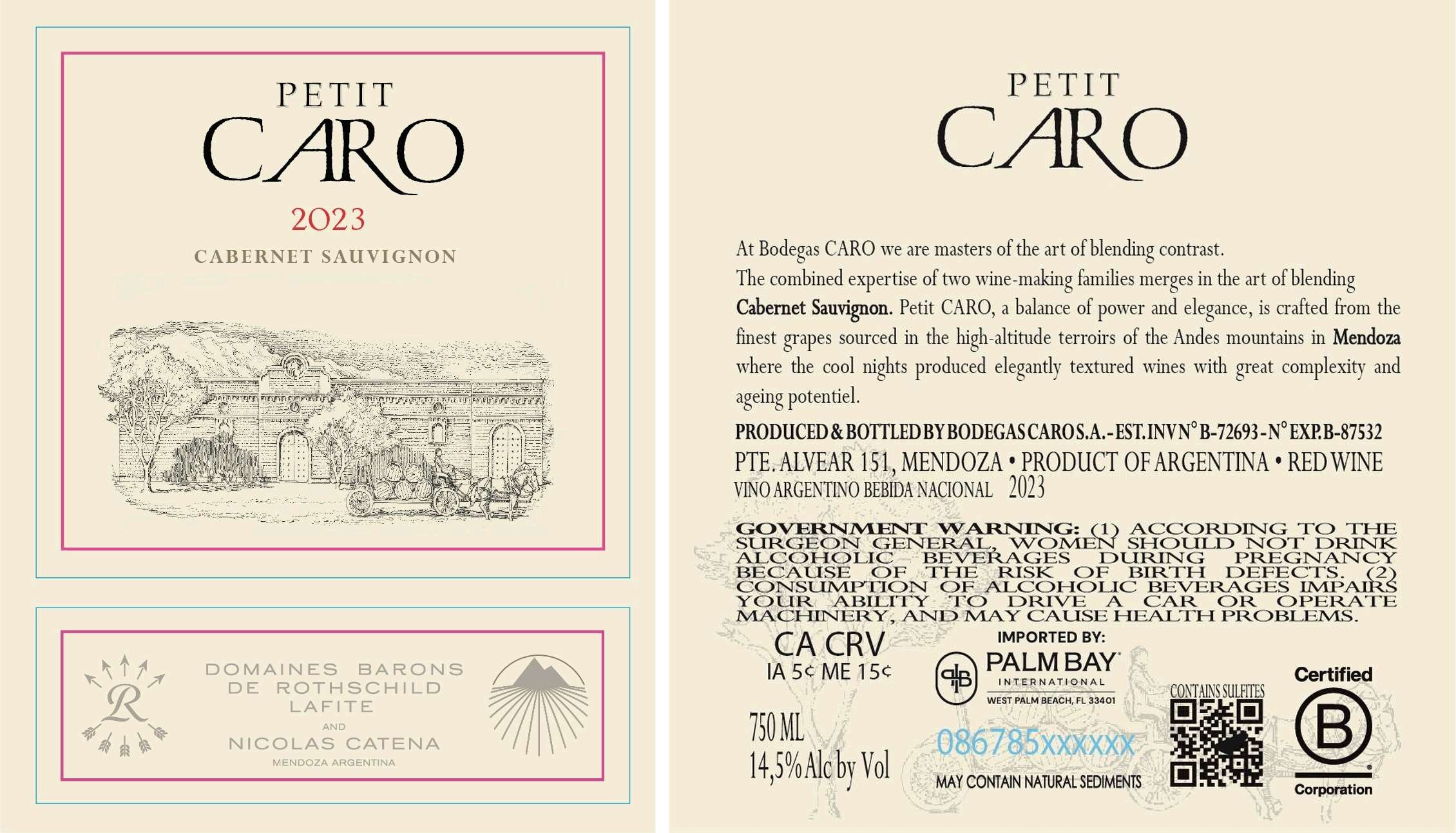 TABC label artwork for BODEGAS PETIT CARO CABERNET SAUVIGNON