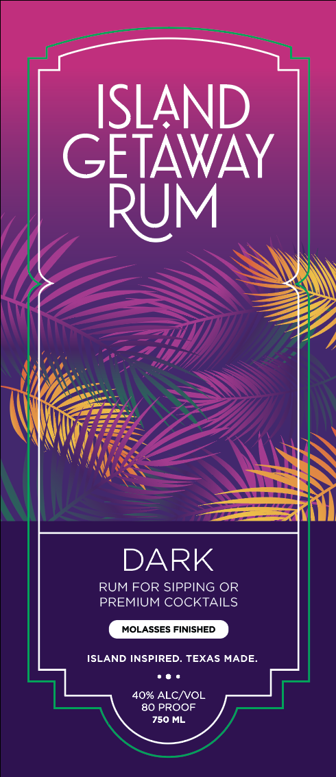 TABC label artwork for Island Getaway Rum Dark