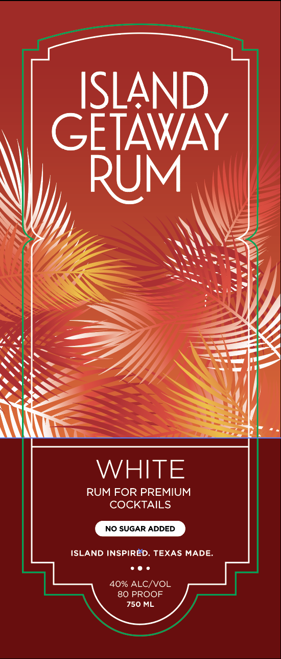 TABC label artwork for Island Getaway Rum