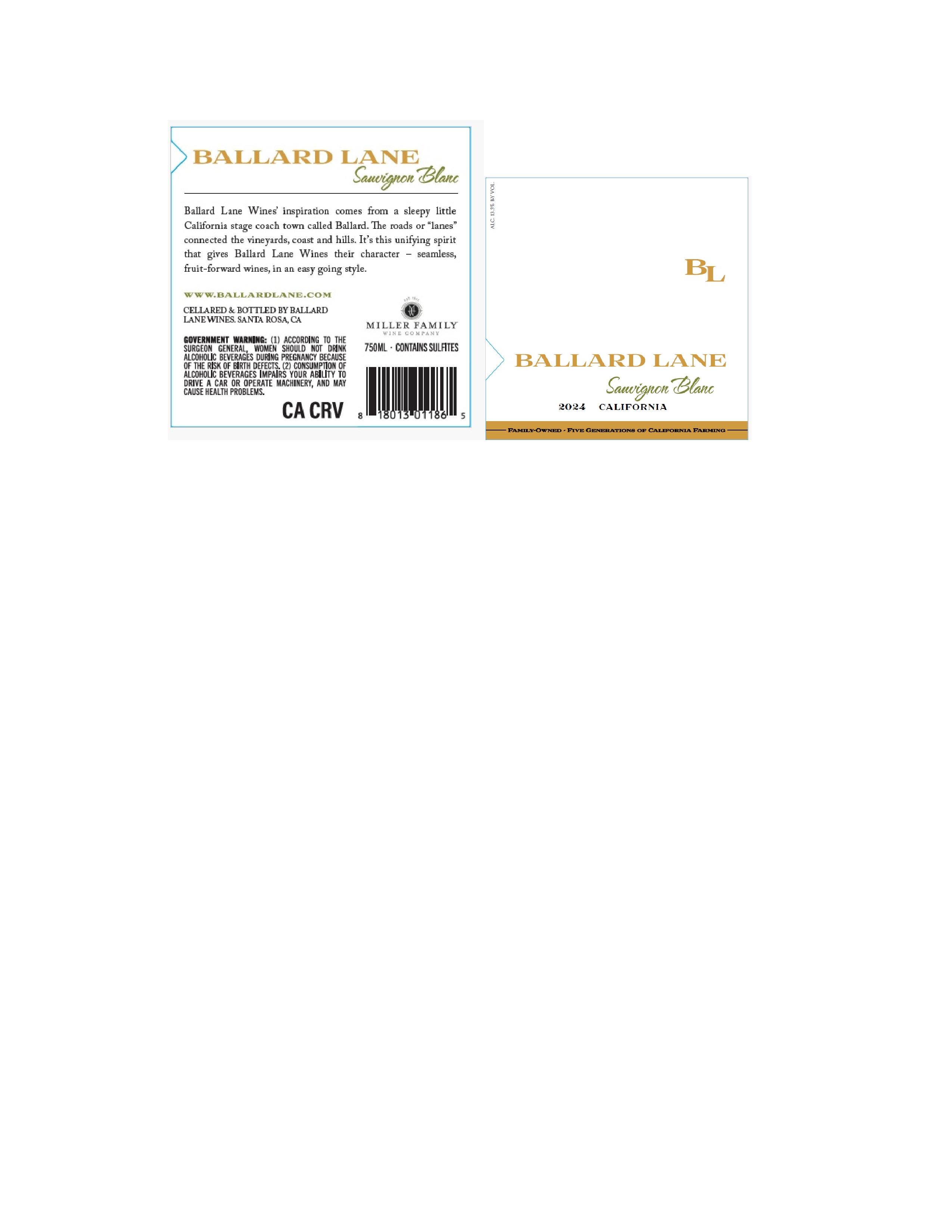TABC label artwork for Ballard Lane Sauvignon Blanc