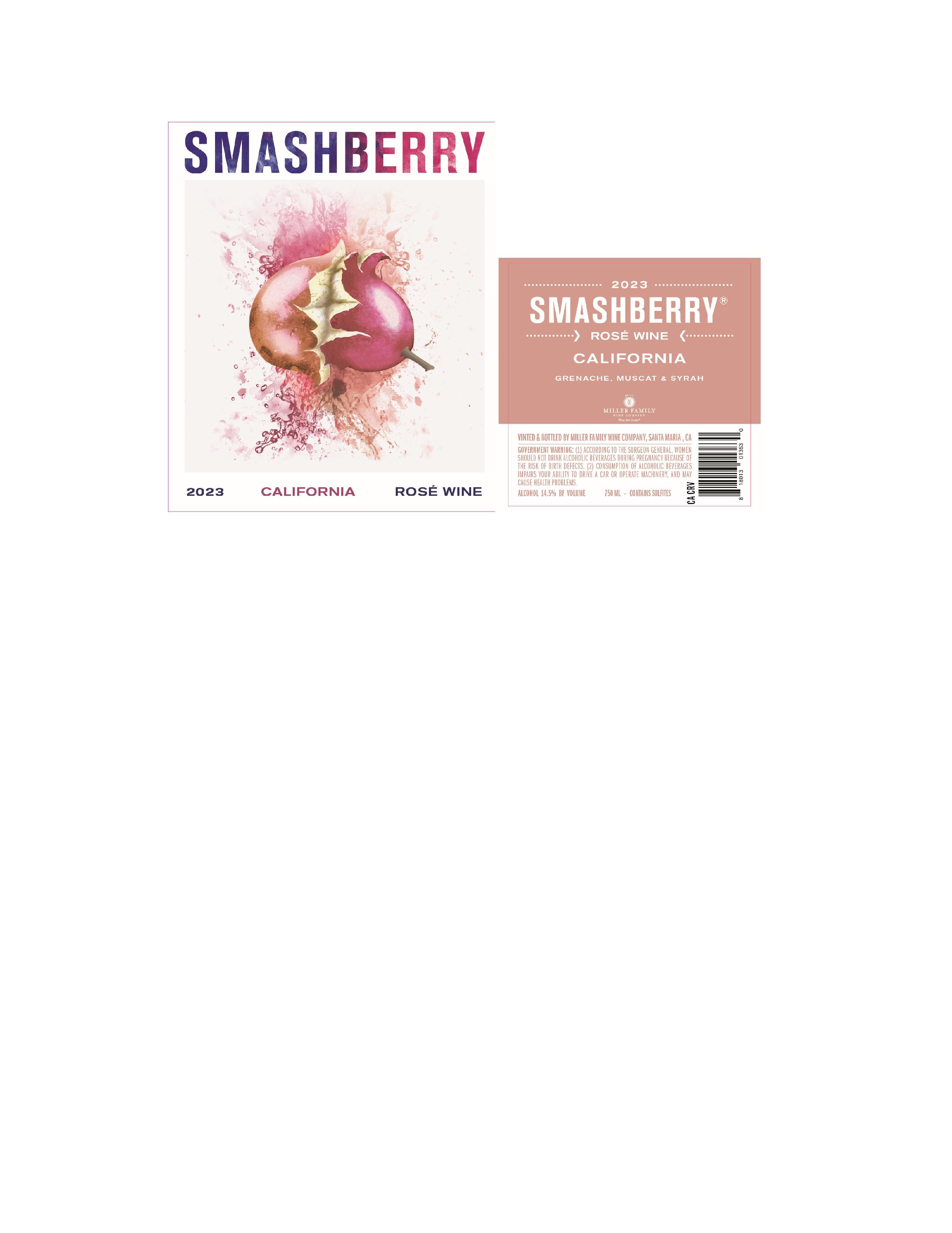 TABC label artwork for Smashberry Rose Wine