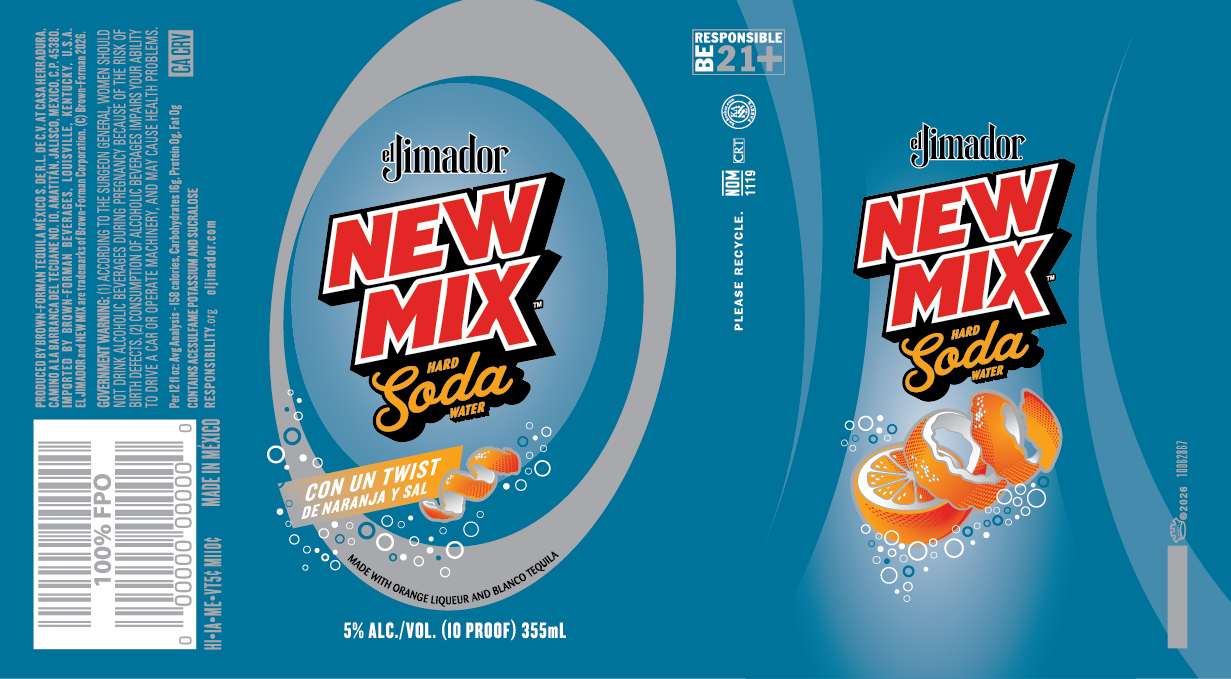 TABC label artwork for el Jimador New Mix Hard Soda Water Orange