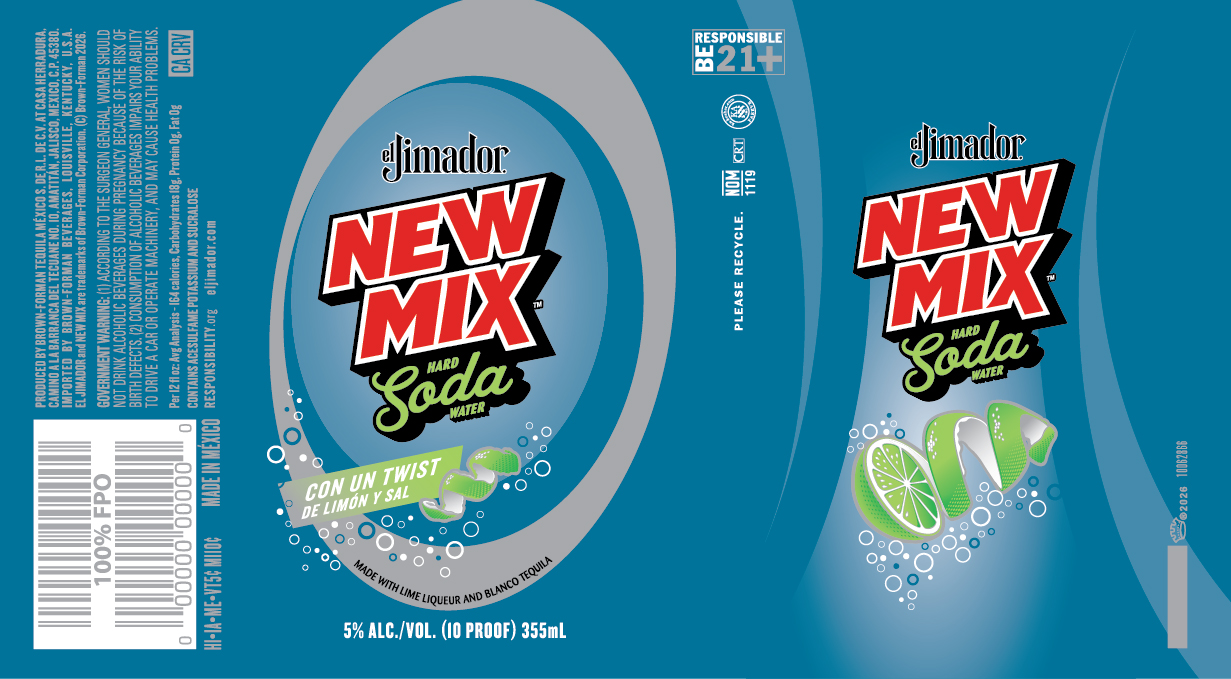 TABC label artwork for el Jimador New Mix Hard Soda Water Lime