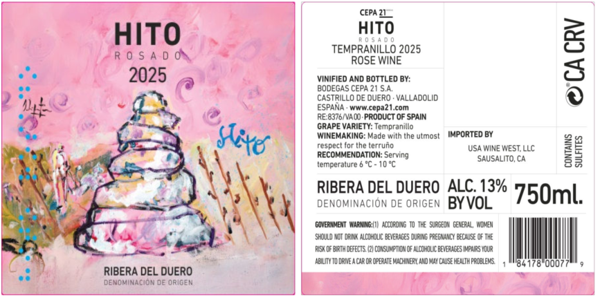 TABC label artwork for CEPA 21 Hito Rosado Tempranillo Ribera Del Duero