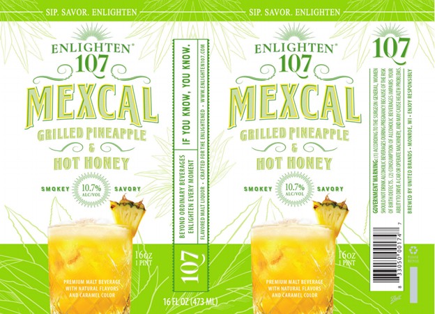 TABC label artwork for Enlighten 107 Mexcal Grilled Pineapple & Hot Honey