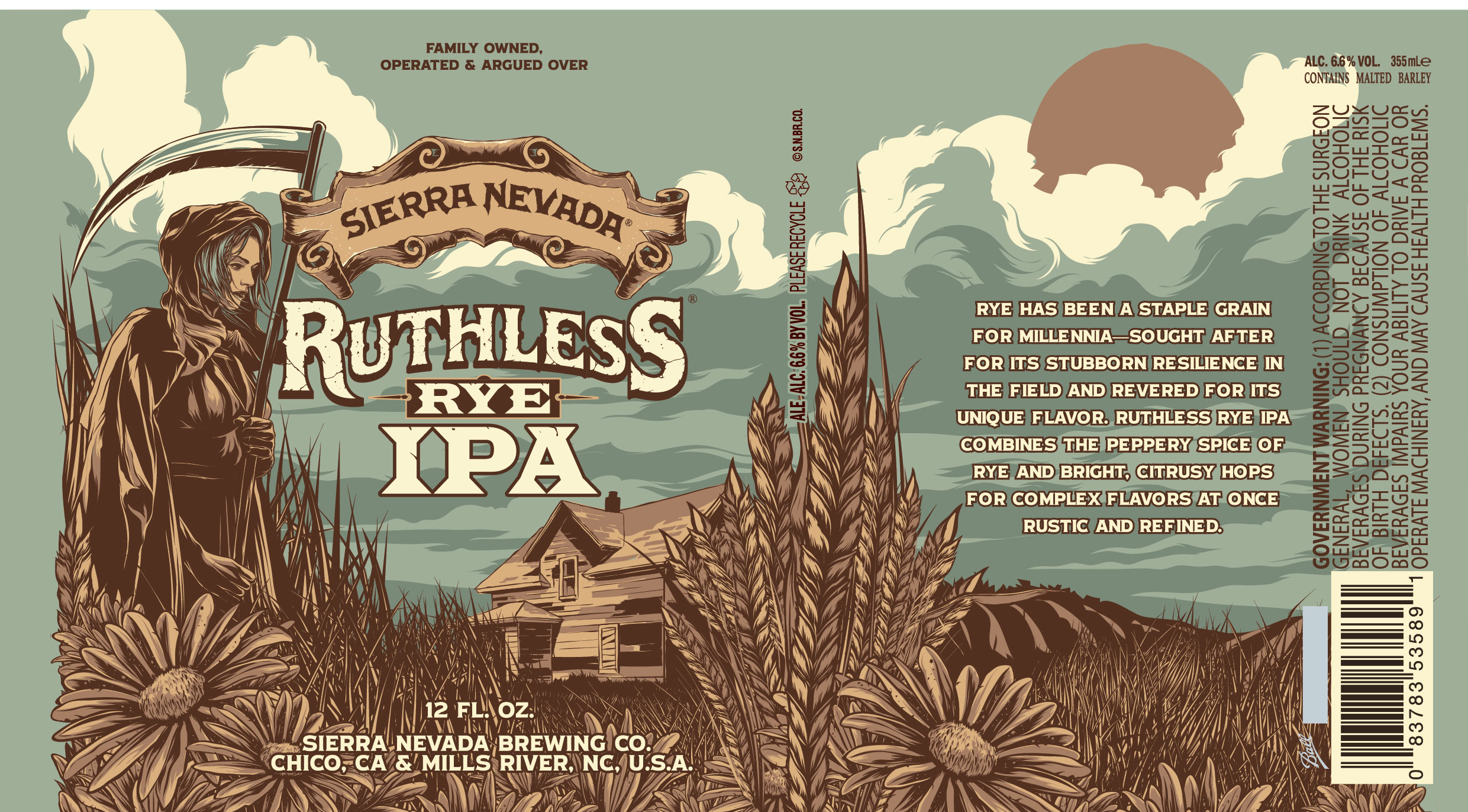 TABC label artwork for Sierra Nevada Ruthless Rye