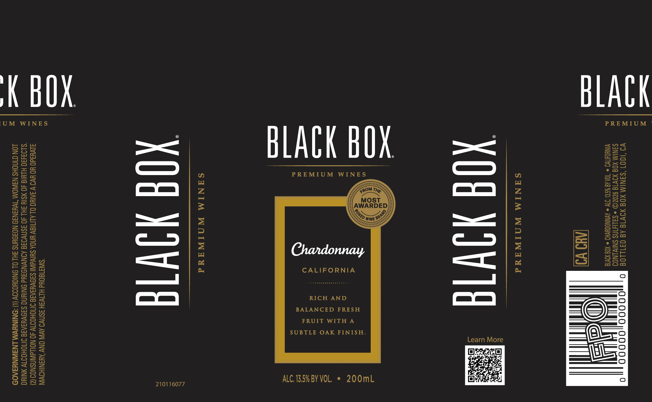 TABC label artwork for Black Box Chardonnay California