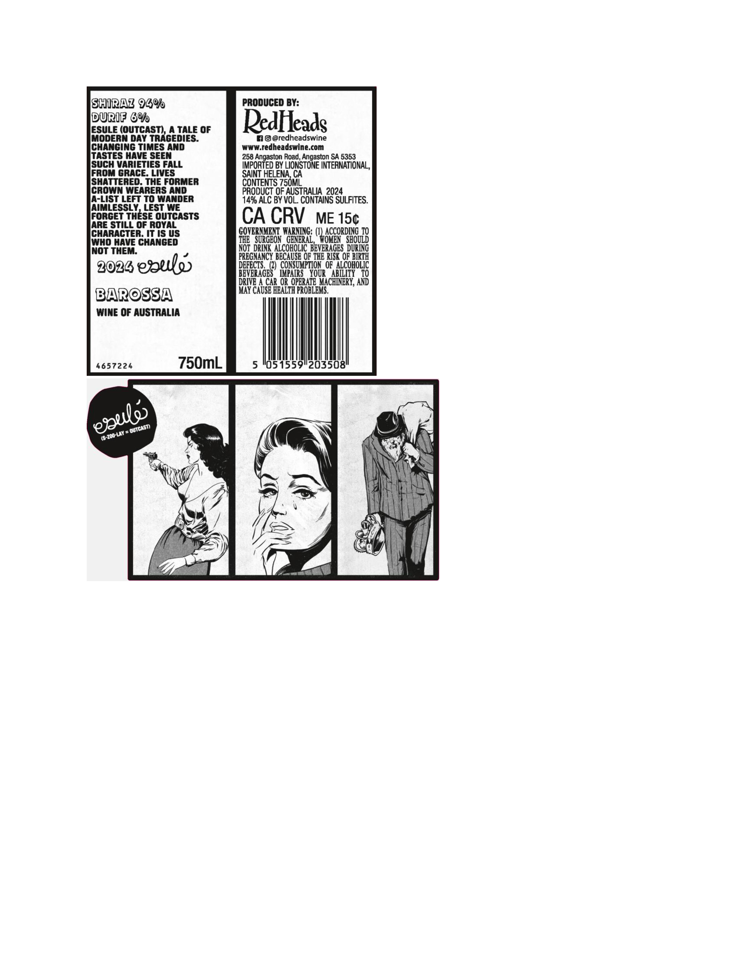 TABC label artwork for ESULE SHIRAZ DURIF
