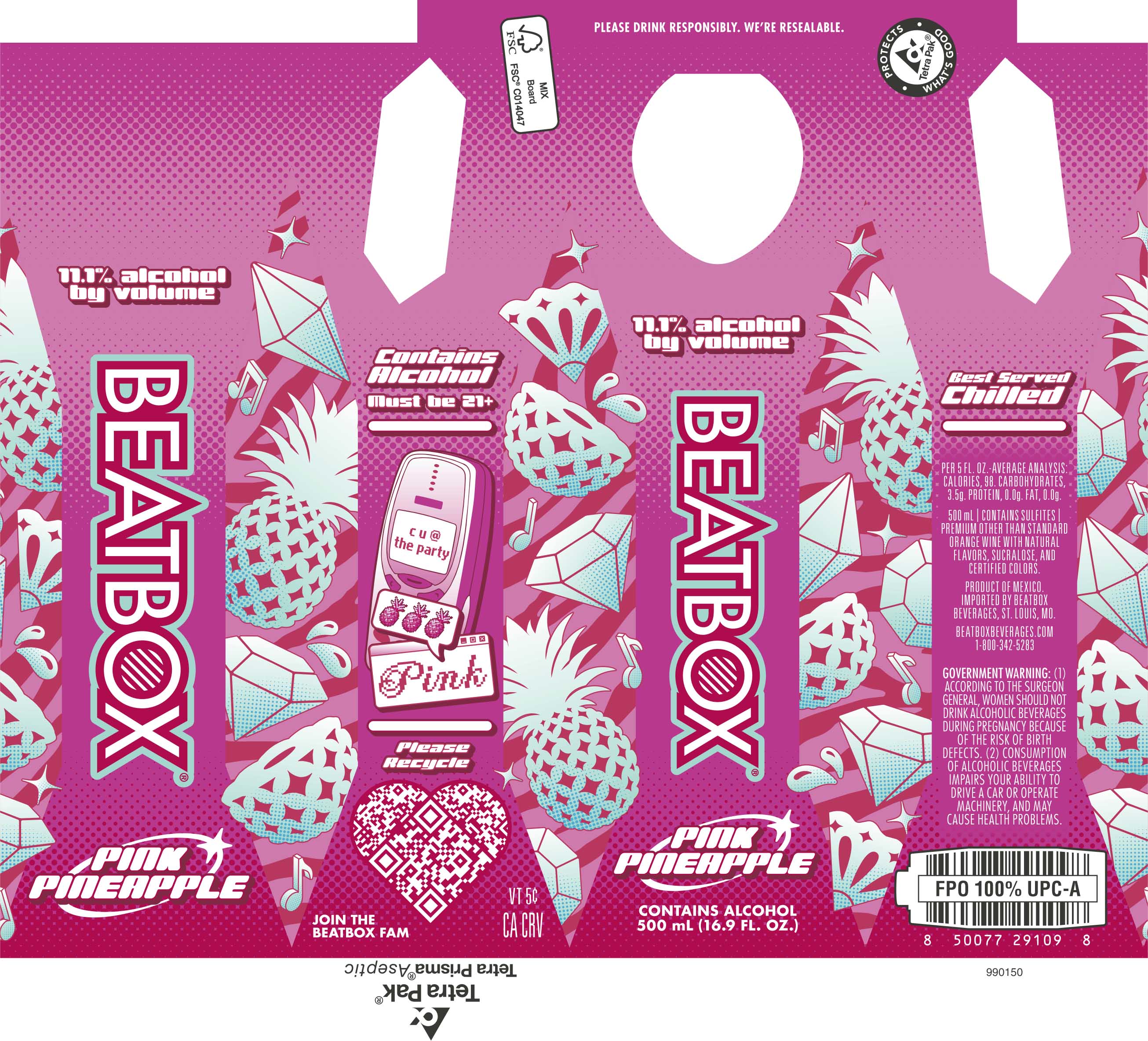 TABC label artwork for BEATBOX BEVERAGES PINK PINEAPPLE