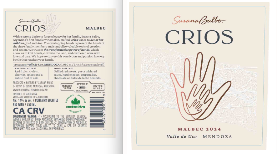 TABC label artwork for Crios Malbec