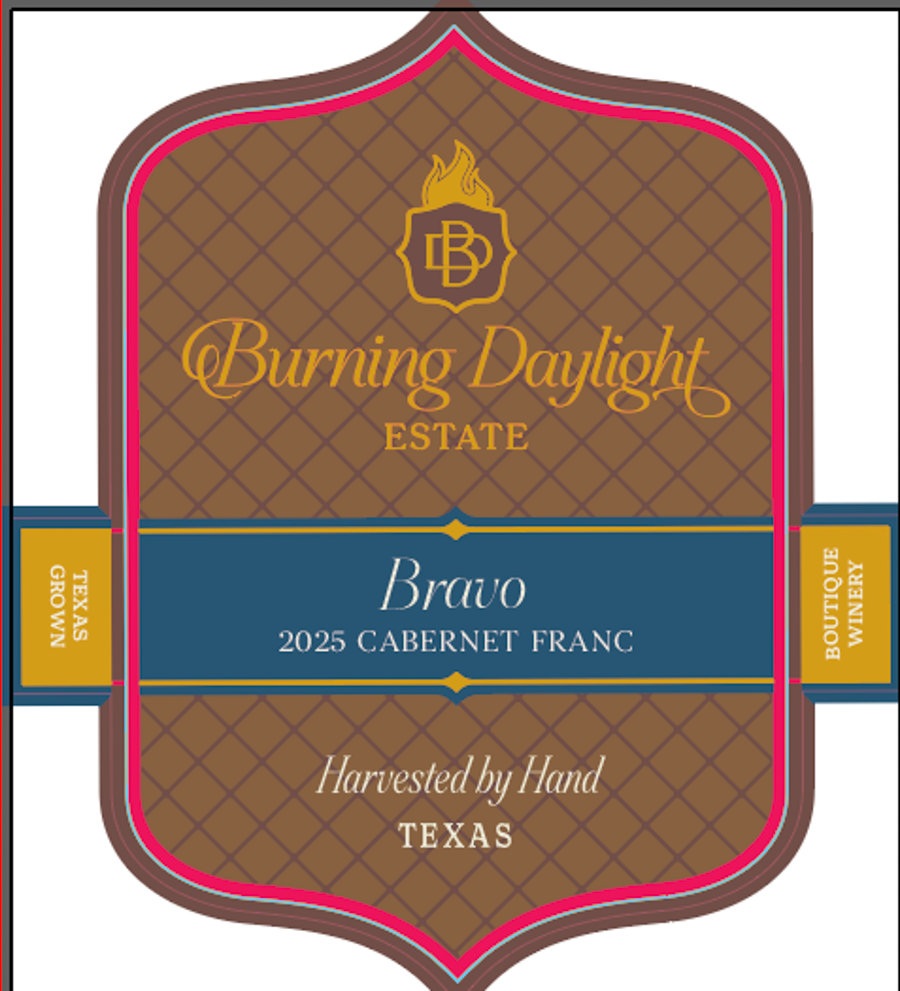 TABC label artwork for Burning Daylight Estate Bravo