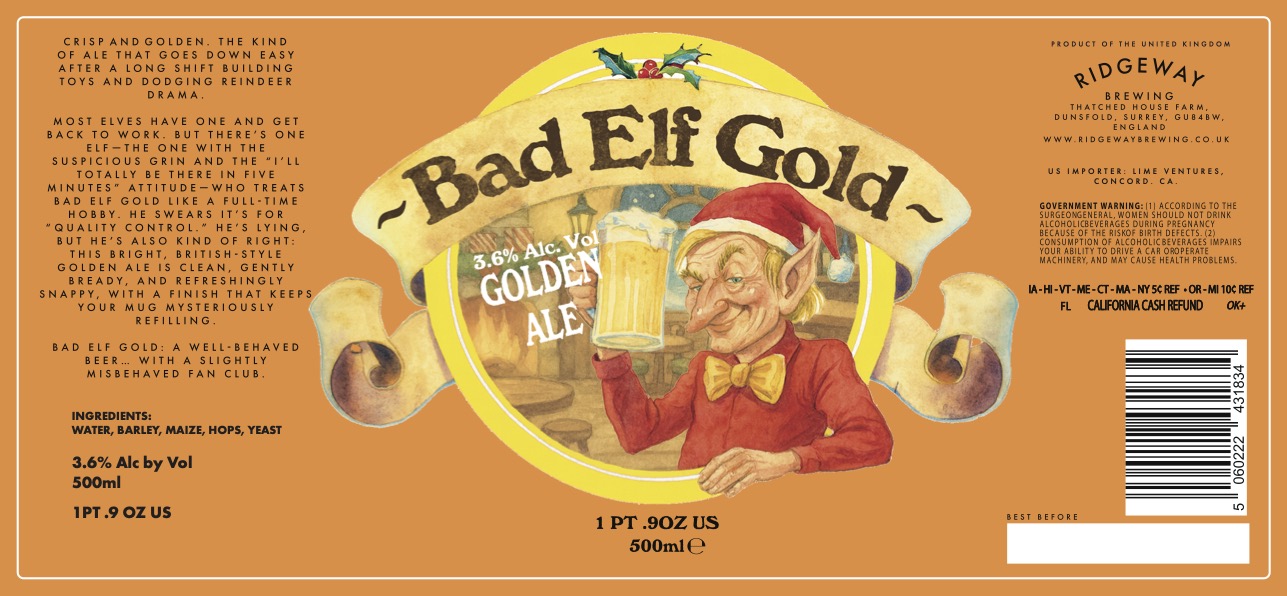 TABC label artwork for Bad Elf Gold