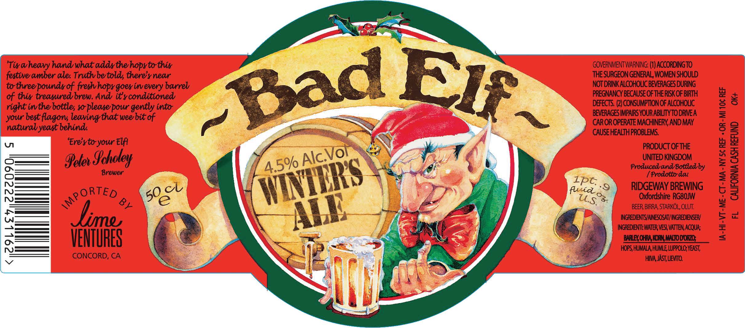 TABC label artwork for Bad Elf Winter's Ale