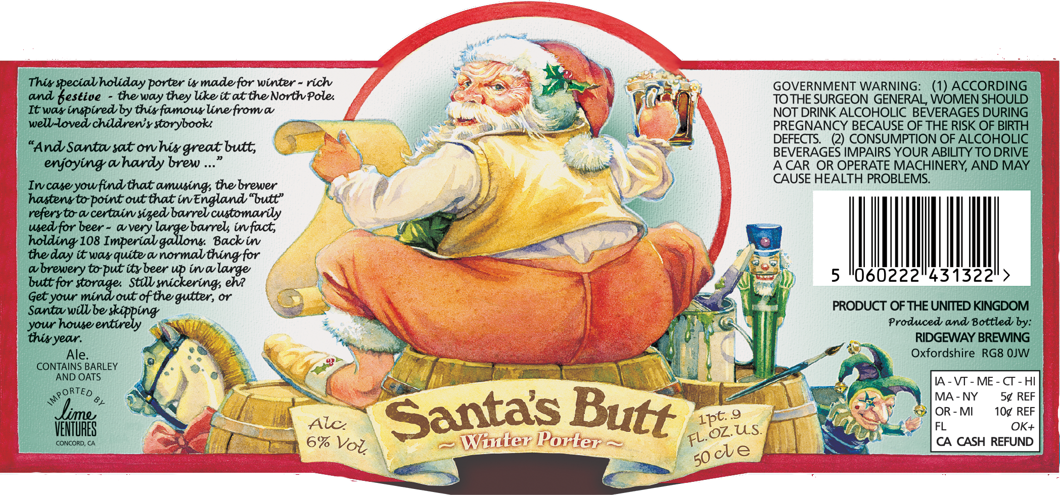 TABC label artwork for Santa's Butt