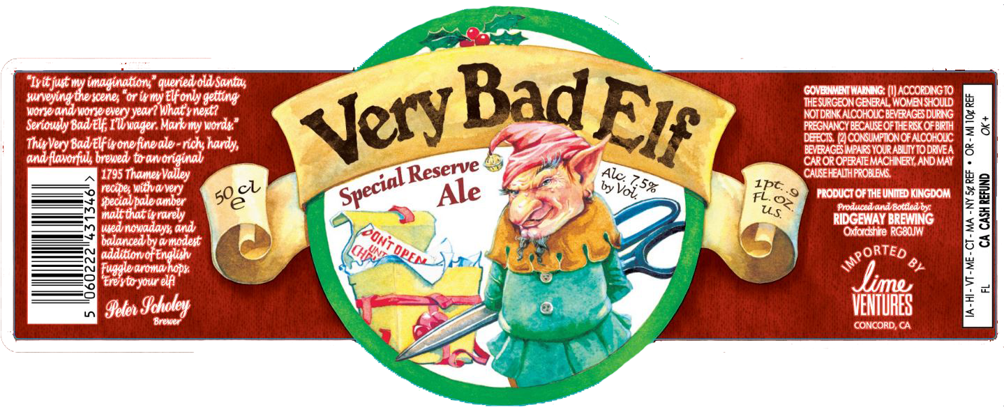 TABC label artwork for Very Bad Elf