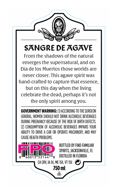 TABC label artwork for MACABRE SPIRITS SANGRE DE AGAVE