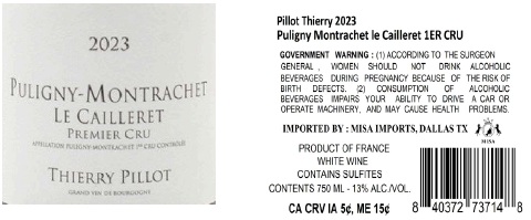 TABC label artwork for THIERRY PILLOT LE CAILLERET
