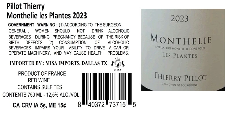 TABC label artwork for PILLOT THIERRY LES PLANTES