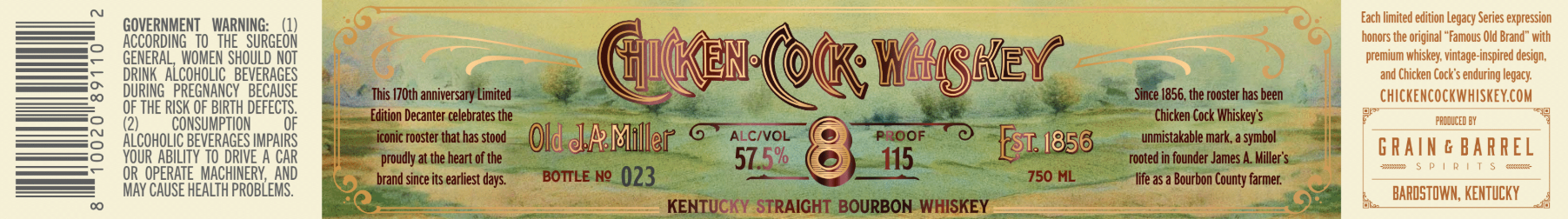 TABC label artwork for Chicken Cock Kentucky Straight Bourbon Whiskey 8