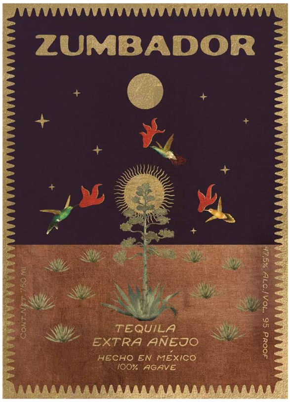 TABC label artwork for Zumbador Tequila Extra Anejo 100% Agave