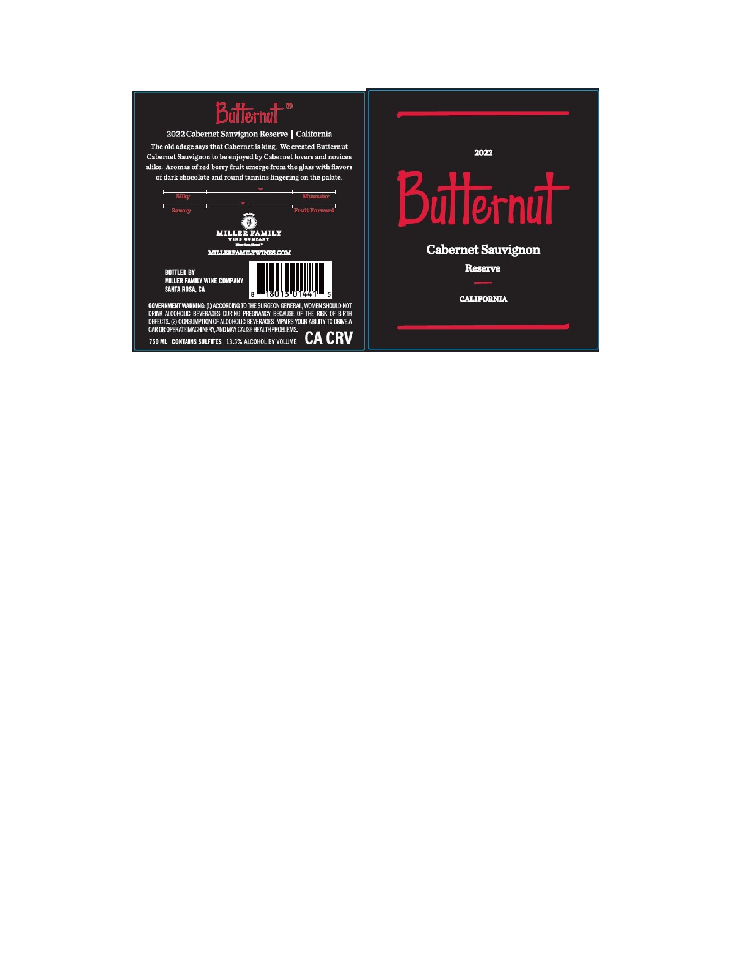 TABC label artwork for Butternut Reserve Cabernet Sauvignon
