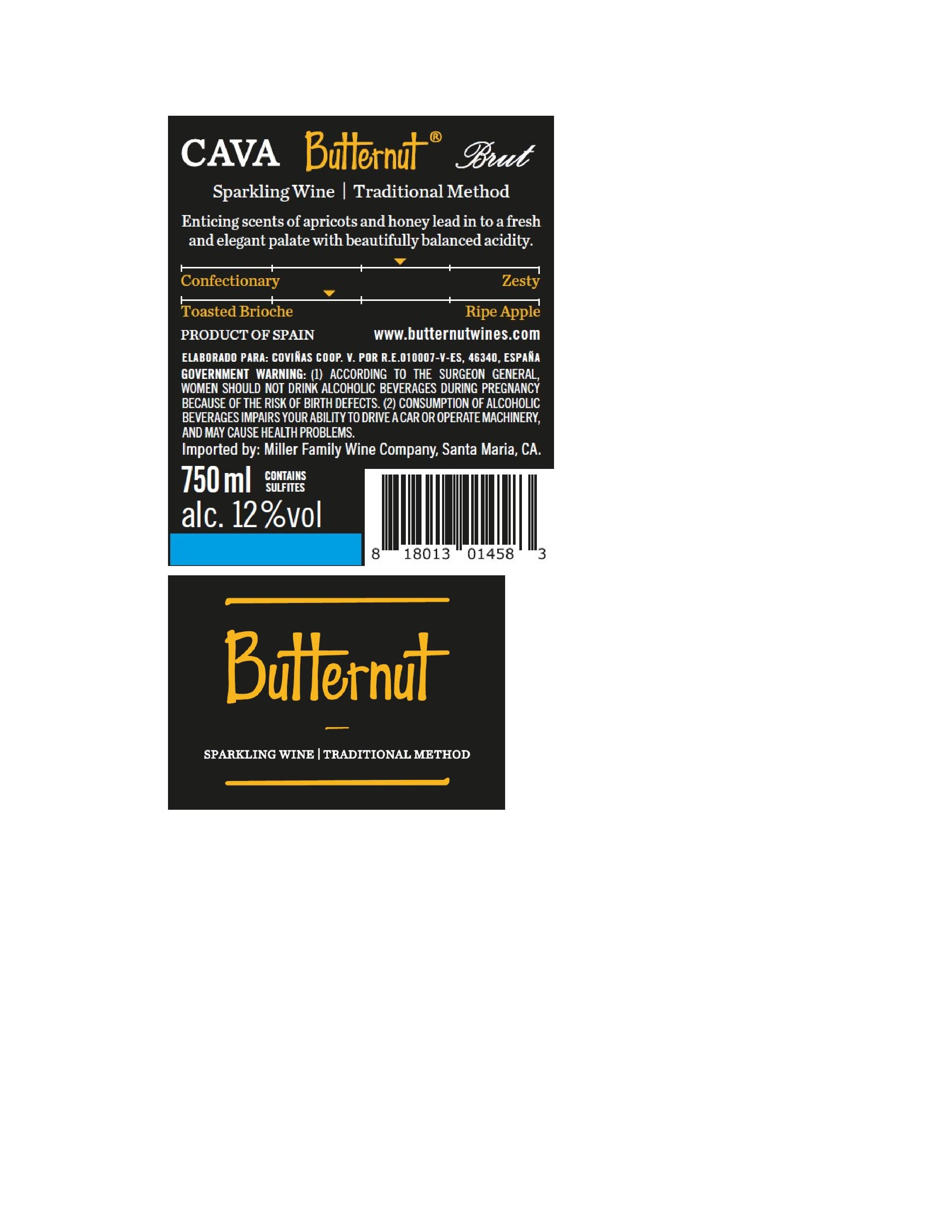 TABC label artwork for Butternut Sparkling Brut