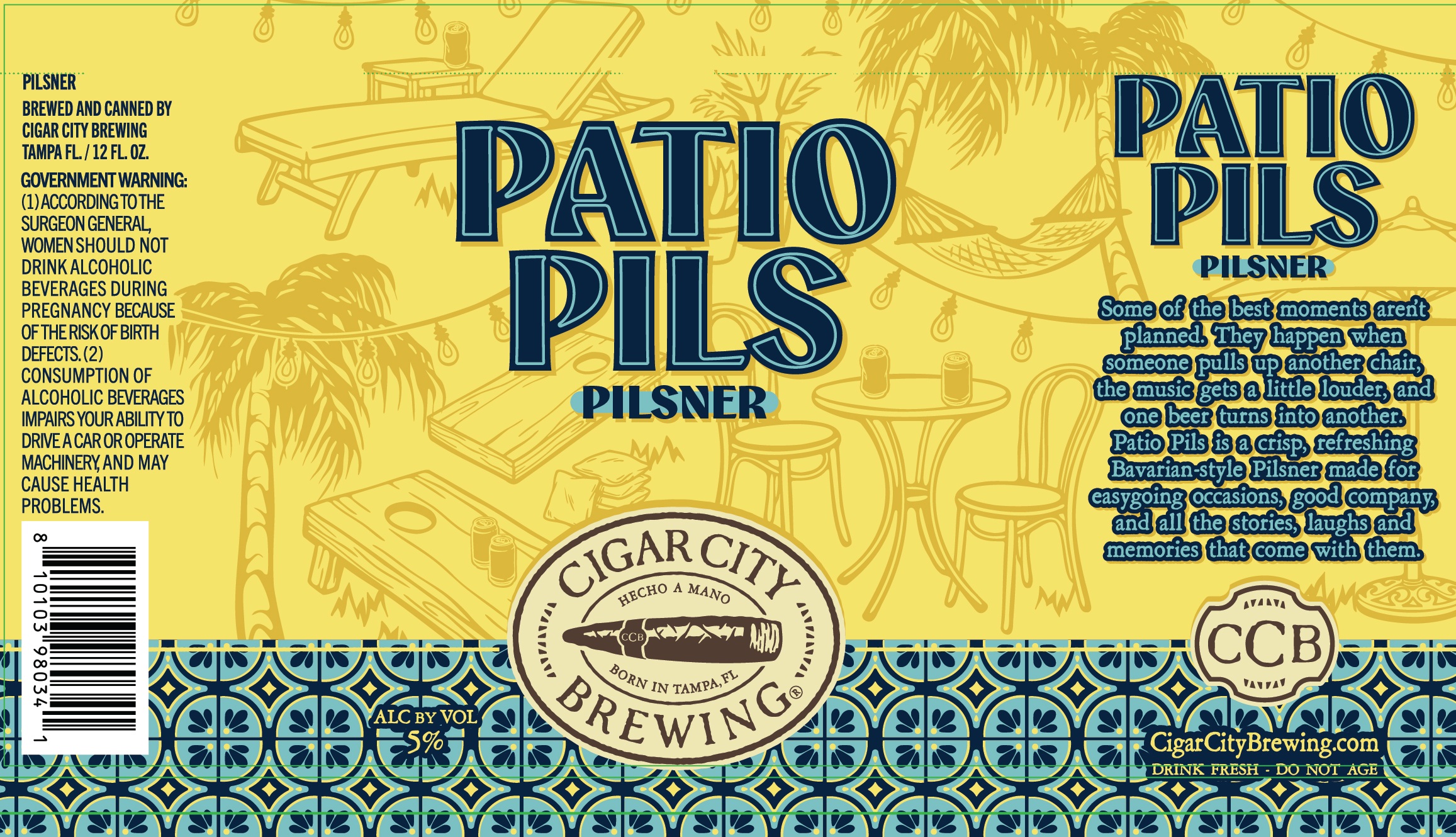 TABC label artwork for Patio Pils