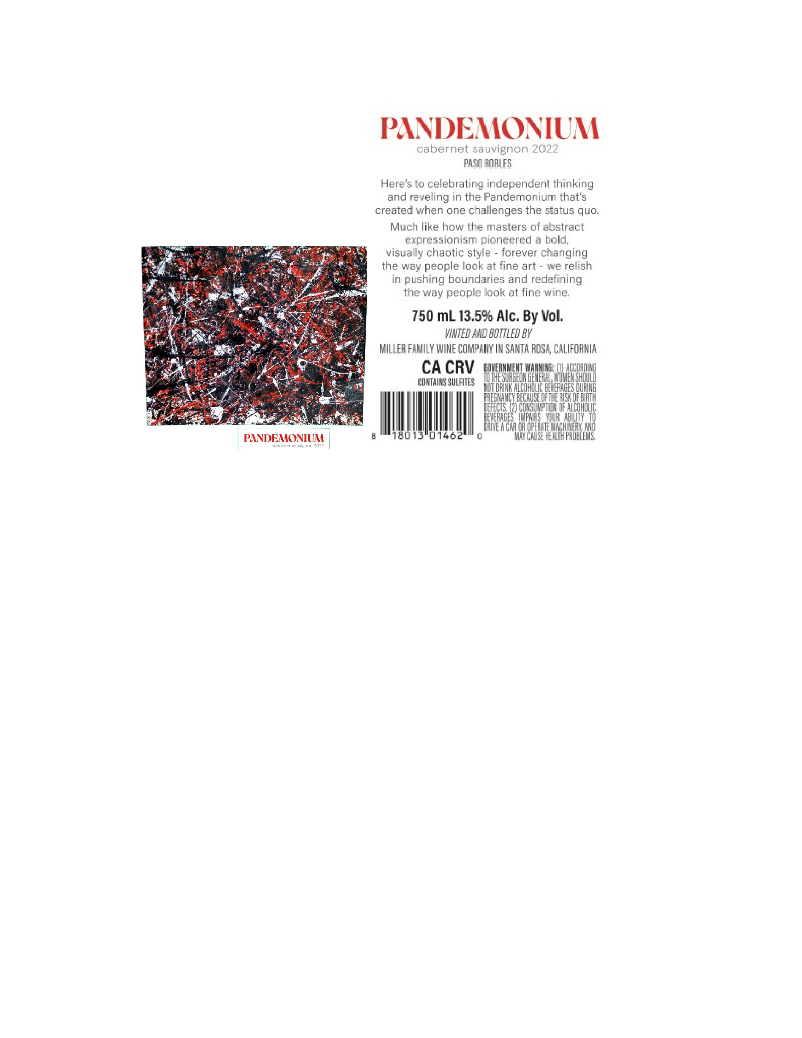 TABC label artwork for Pandemonium Cabernet Sauvignon