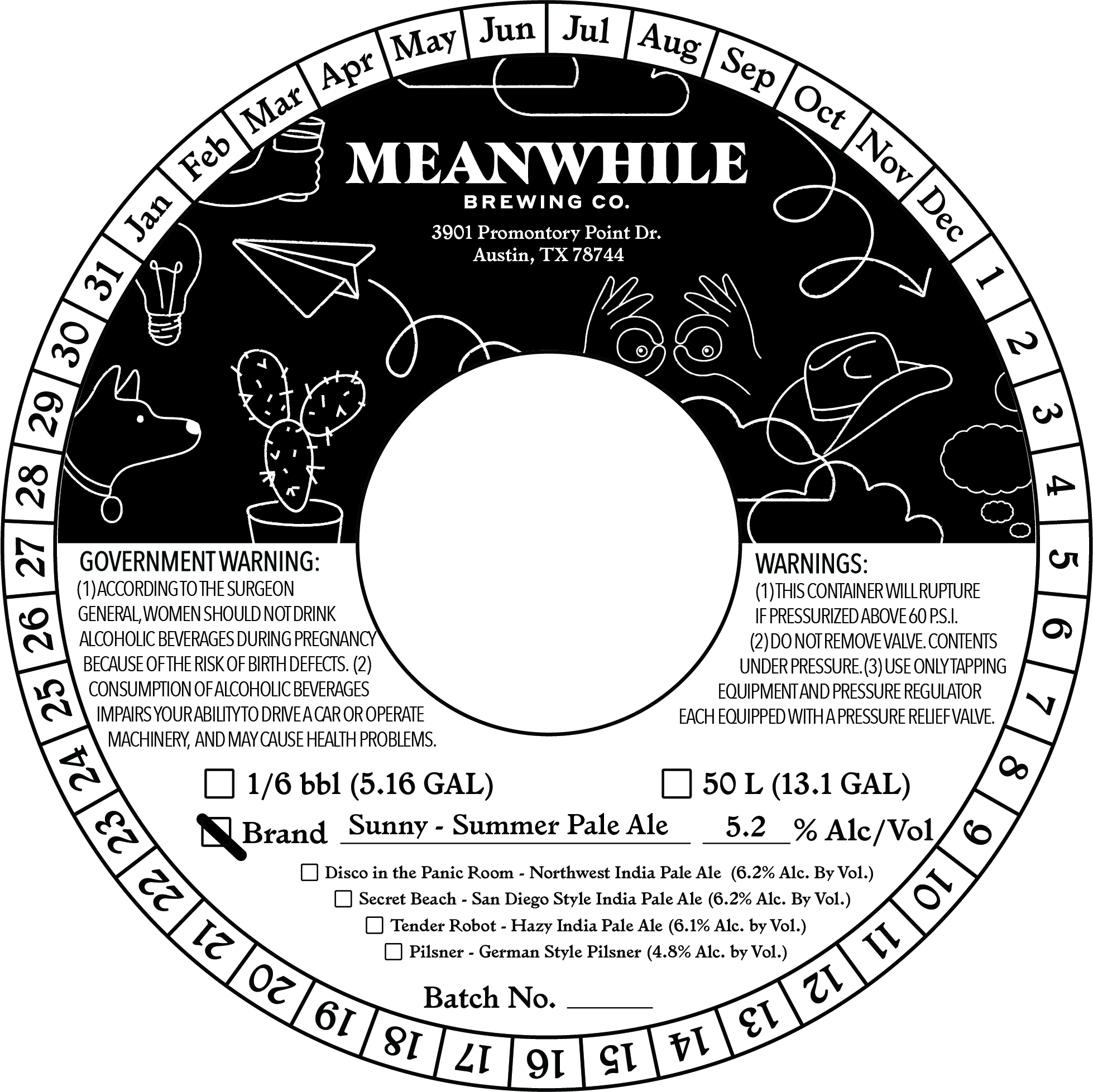 TABC label artwork for Sunny- Summer Pale Ale