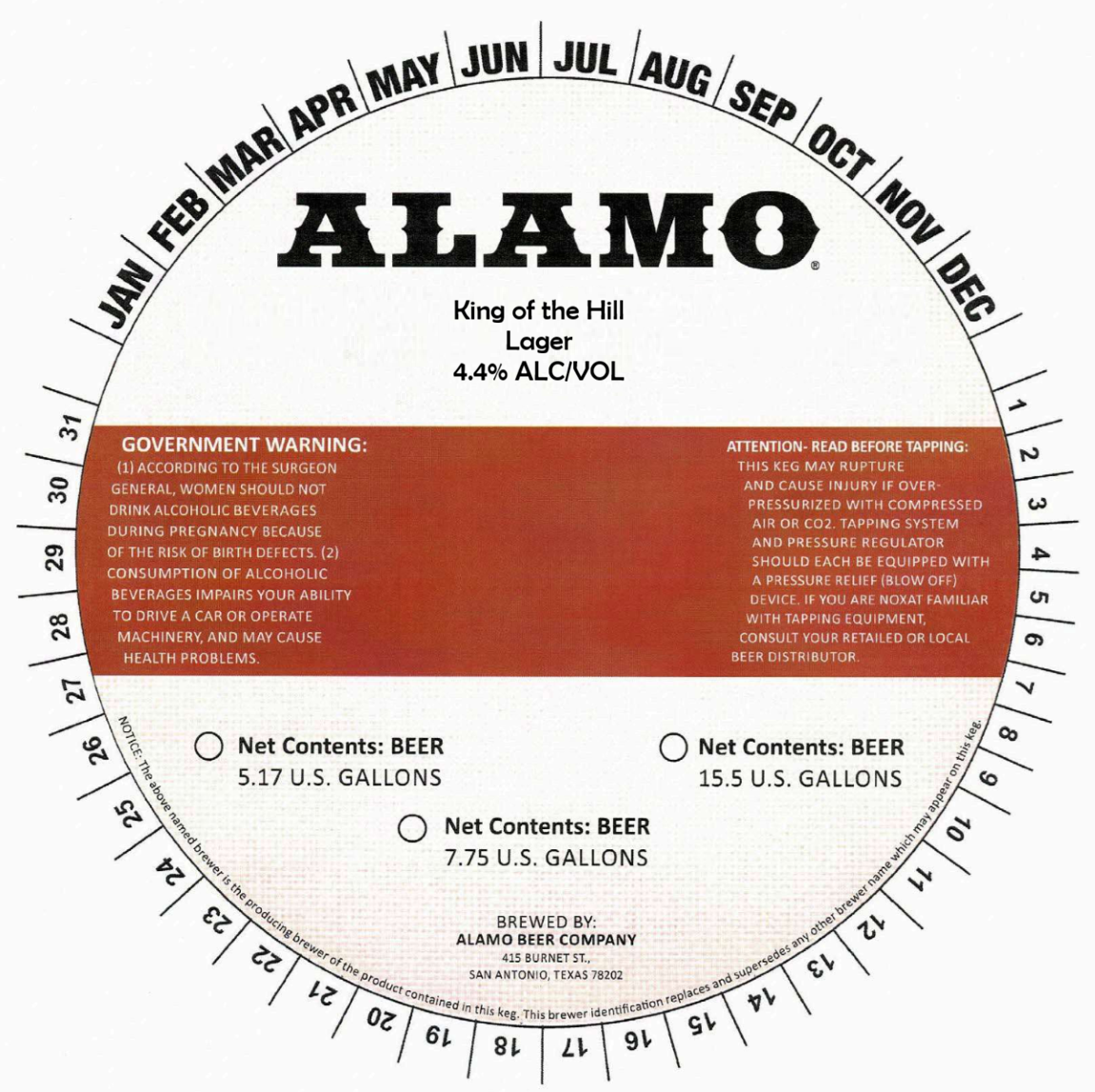 TABC label artwork for Alamo King of the Hill
