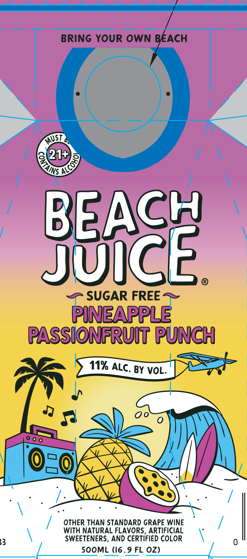 TABC label artwork for Beach Juice Pineapple Passionfruit Punch