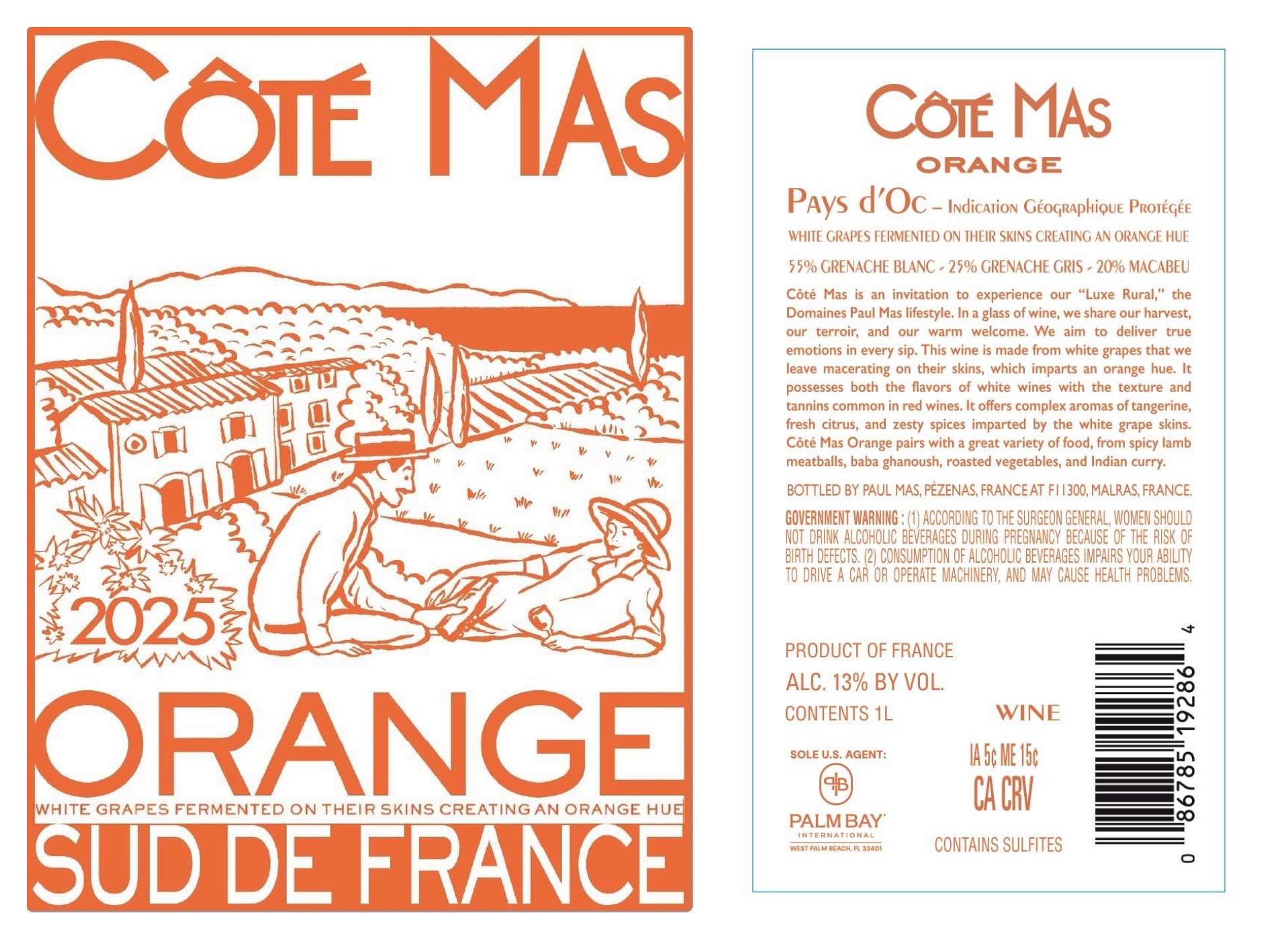 TABC label artwork for COTE MAS ORANGE