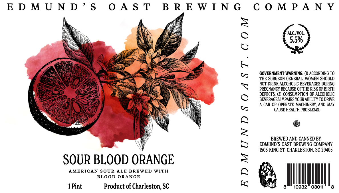 TABC label artwork for Edmund's Oast Brewing Co. Sour Blood Orange