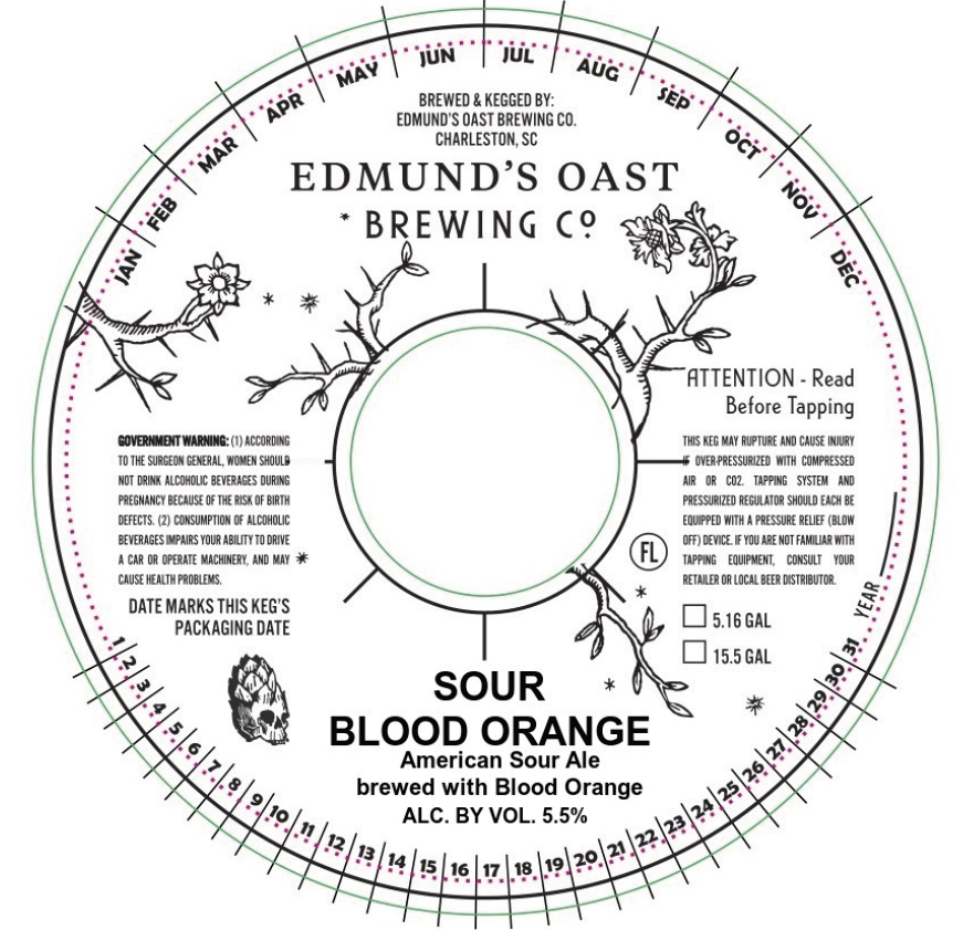 TABC label artwork for Edmund's Oast Brewing Co. Sour Blood Orange
