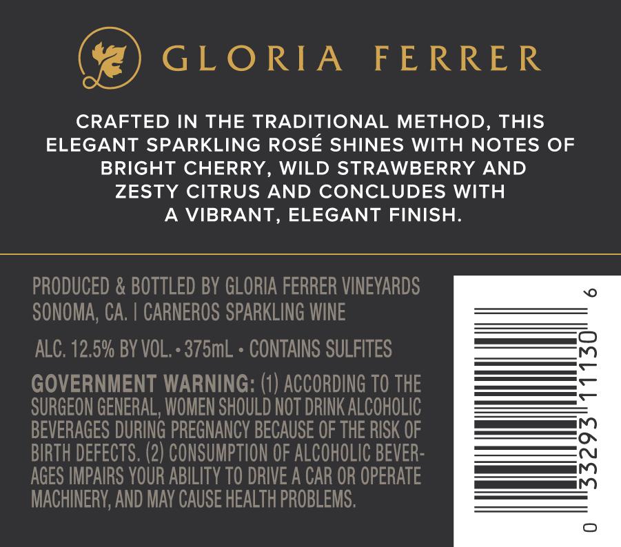 TABC label artwork for GLORIA FERRER ROSE