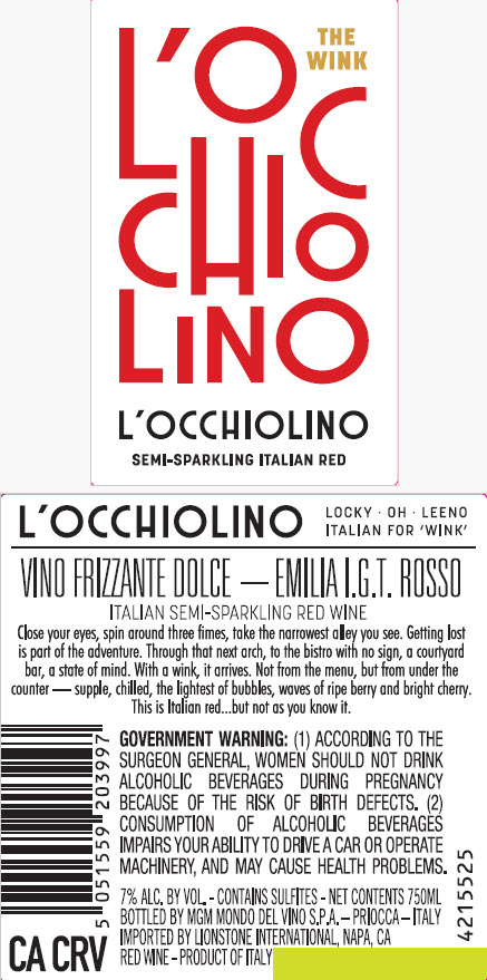 TABC label artwork for L'OCCHIOLINO EMILIA