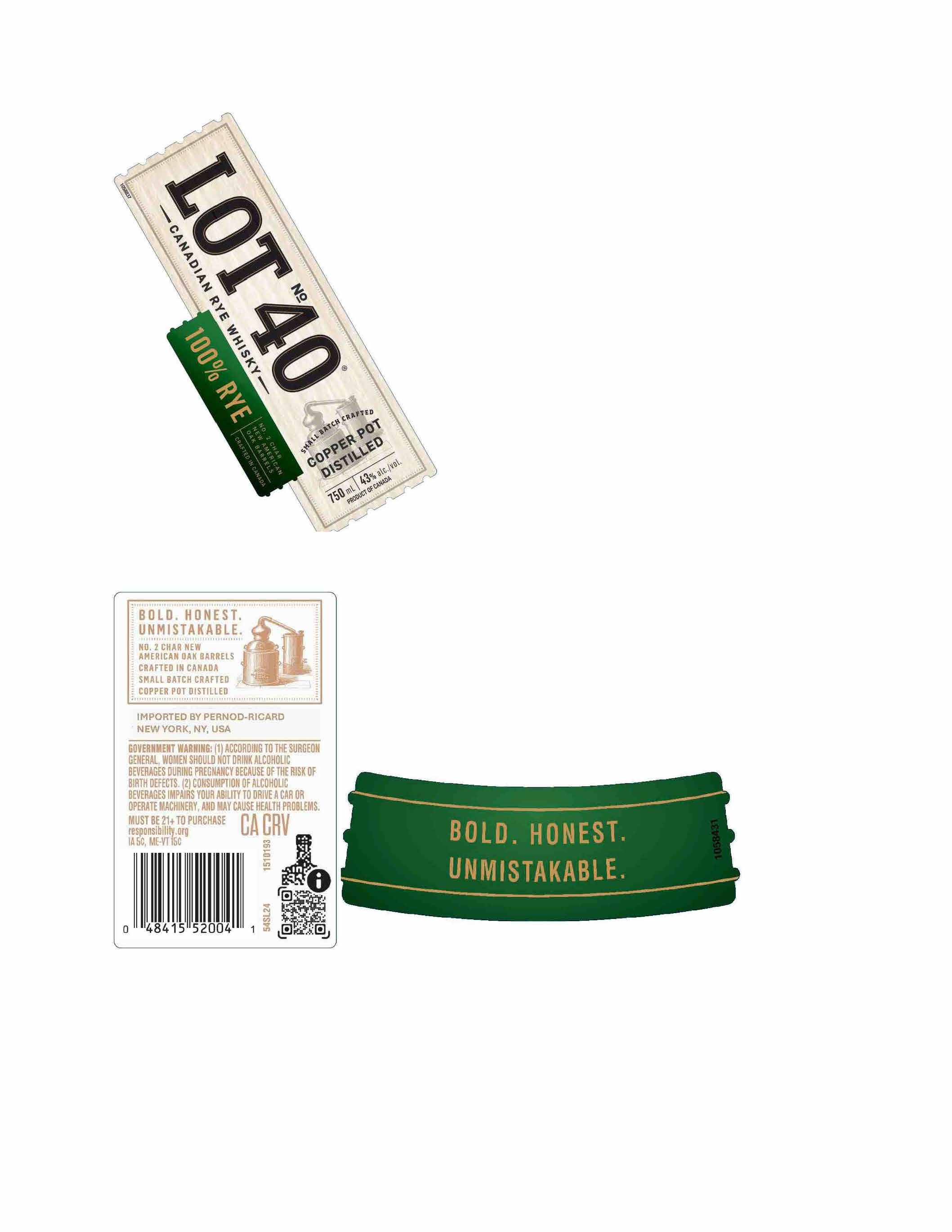 TABC label artwork for Lot 40 Canadian Rye Whisky