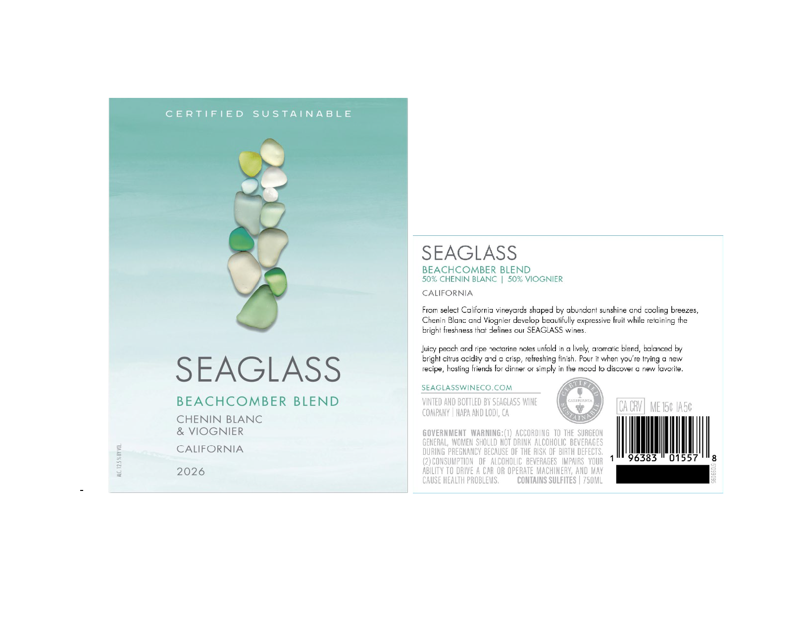 TABC label artwork for Seaglass Beachcomber Blend Chenin Blanc-Viognier Ca