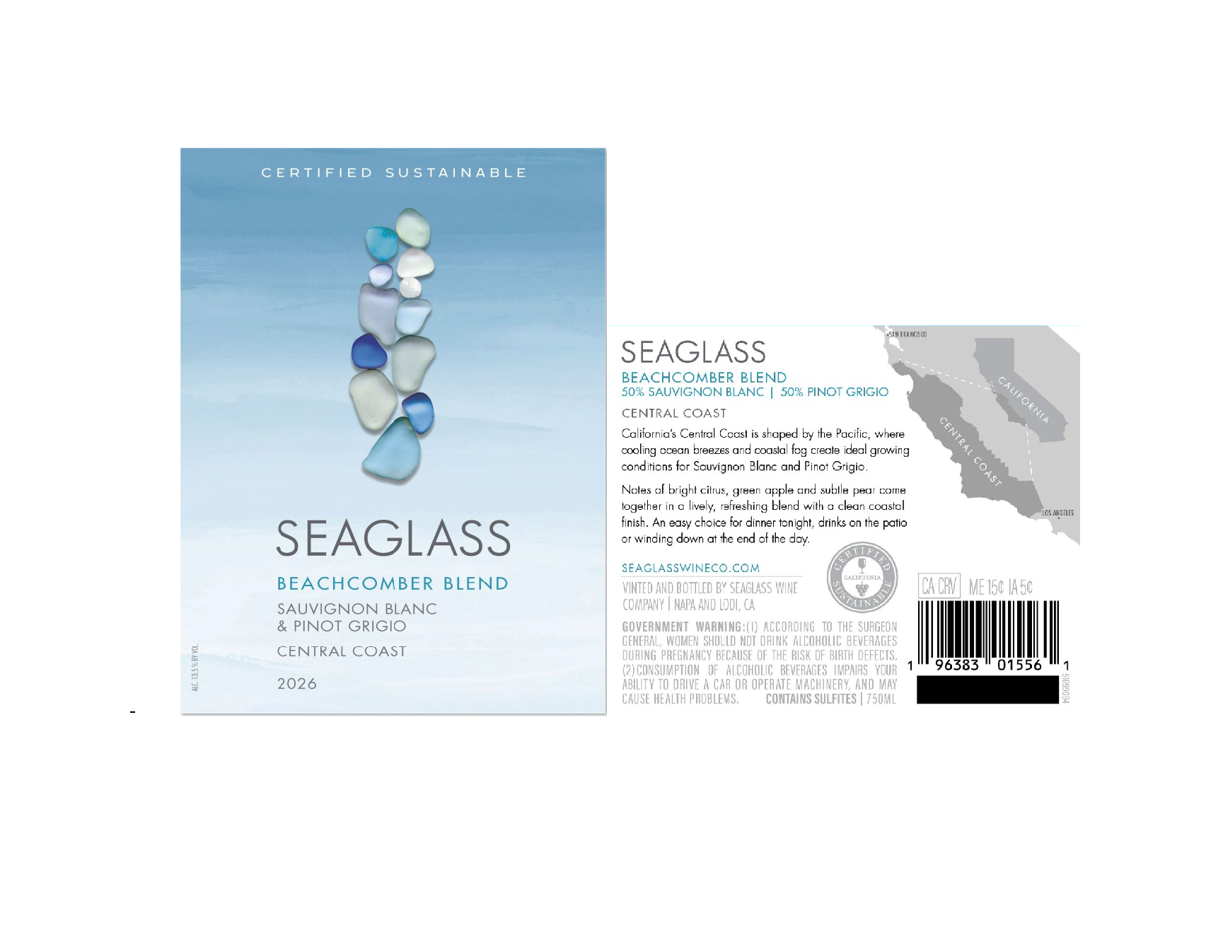 TABC label artwork for Seaglass Sauvignon Blanc-Pinot Grigio Central Coast
