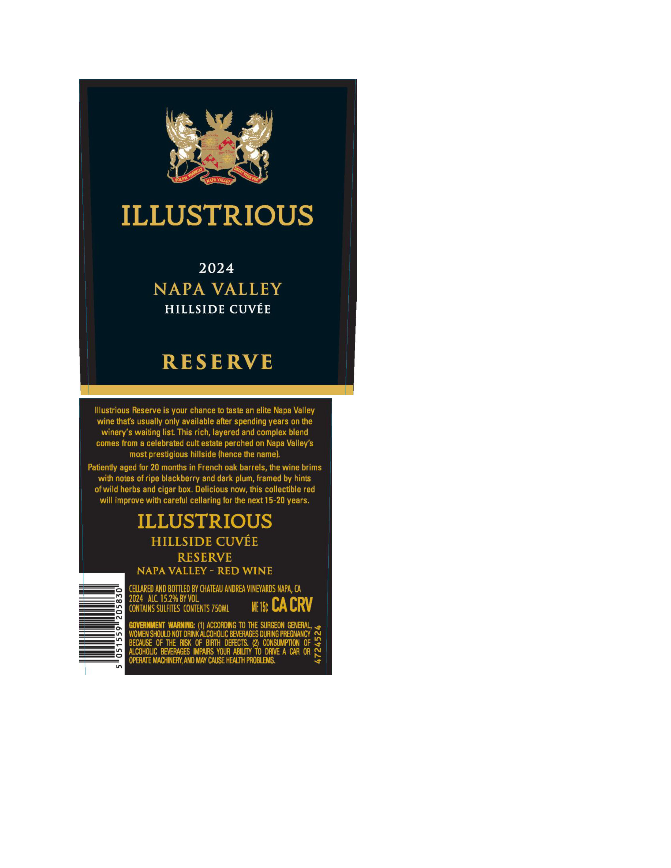 TABC label artwork for ILLUSTRIOUS HILLSIDE CUVEE RESERVE