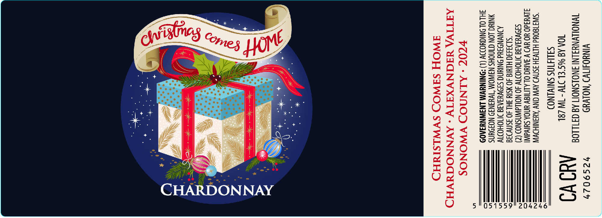 TABC label artwork for CHRISTMAS COMES HOME CHARDONNAY