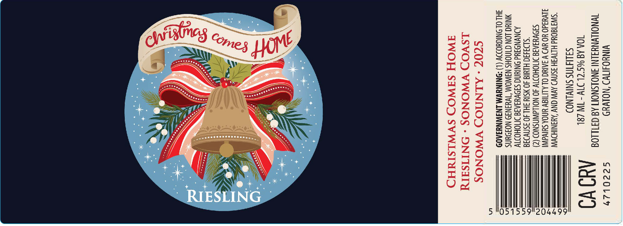 TABC label artwork for CHRISTMAS COMES HOME RIESLING